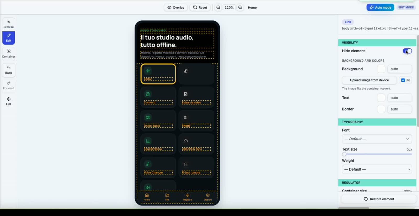 Editor AppCode Reskin con temi applicati in tempo reale
